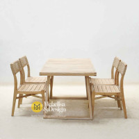 Outdoor Dining Table Chair Set 4 Chairs Rustic Finishing Teak