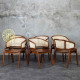 Set Kursi Meja Makan Retro Kombinasi Anyaman Rotan 6K
