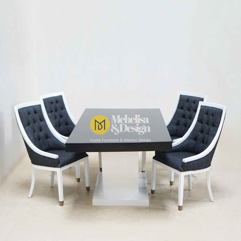 Set Kursi Meja Ruang Makan Modern Minimalis Duco Putih