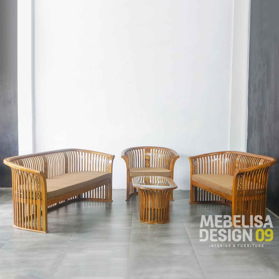 Set Kursi Ruang Tamu Keranjang Jari Jari