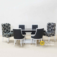 Set Meja Makan 6 Kursi Modern Jok Mewah Duco Putih