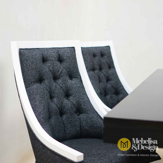 Set Meja Makan 6 Kursi Modern Jok Mewah Duco Putih