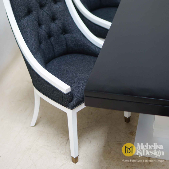 Set Meja Makan 6 Kursi Modern Jok Mewah Duco Putih