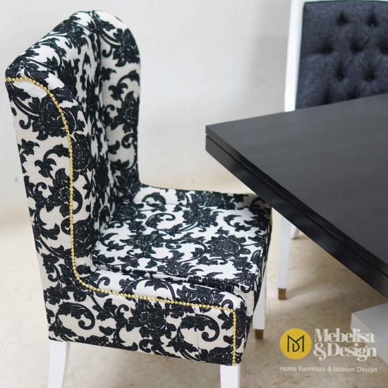 Set Meja Makan 6 Kursi Modern Jok Mewah Duco Putih