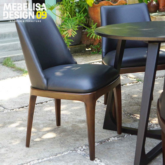 Set Meja Makan Bulat Jati 4 Kursi Retro Modern