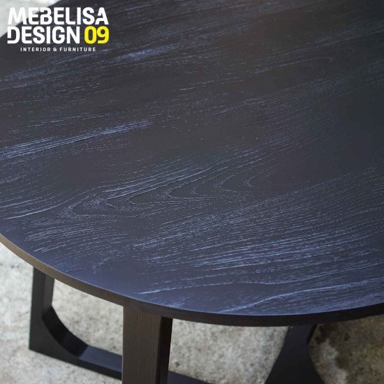 Set Meja Makan Bulat Jati 4 Kursi Retro Modern