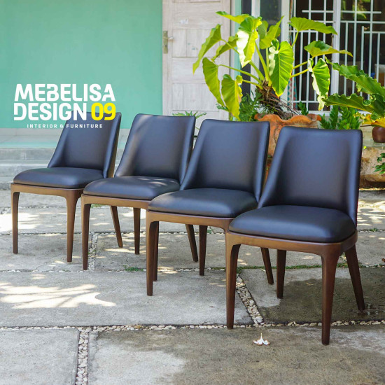 Set Meja Makan Bulat Jati 4 Kursi Retro Modern