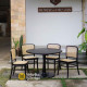 Set Meja Makan Cafe Bulat 4 Kursi Anyaman Rotan
