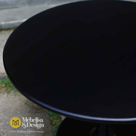 Set Meja Makan Cafe Bulat 4 Kursi Anyaman Rotan