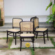 Set Meja Makan Cafe Bulat 4 Kursi Anyaman Rotan