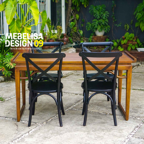 Set Meja Makan Jati Minimalis 4 Kursi Vintage