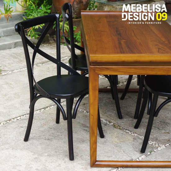 Set Meja Makan Jati Minimalis 4 Kursi Vintage