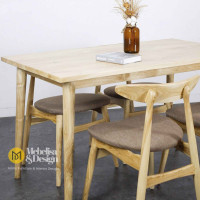 Set Meja Makan Retro 4 Kursi Kayu Jati Bleaching