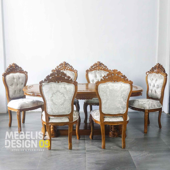set meja makan ukiran 6 kursi ganesha meja gendong