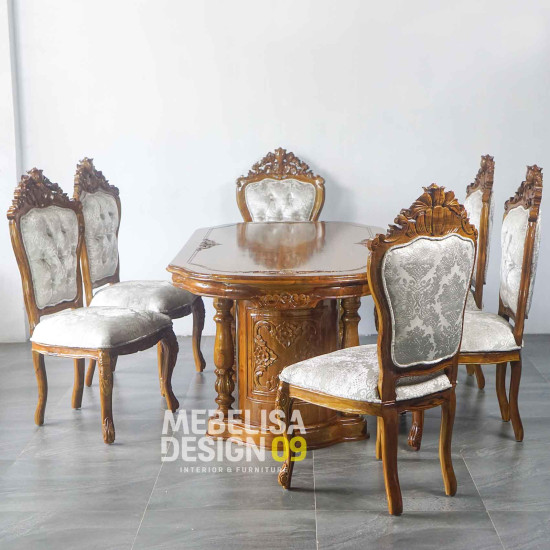 set meja makan ukiran 6 kursi ganesha meja gendong