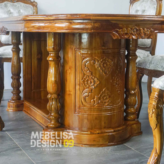 set meja makan ukiran 6 kursi ganesha meja gendong