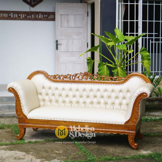 Sofa Bangku Kayu Jati Ukiran Depan TV Mebel Jepara
