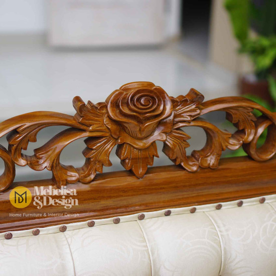 Sofa Bangku Kayu Jati Ukiran Depan TV Mebel Jepara