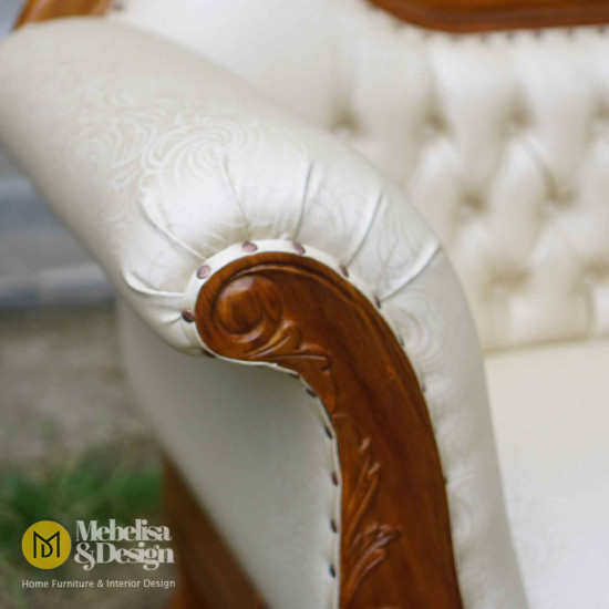 Sofa Bangku Kayu Jati Ukiran Depan TV Mebel Jepara