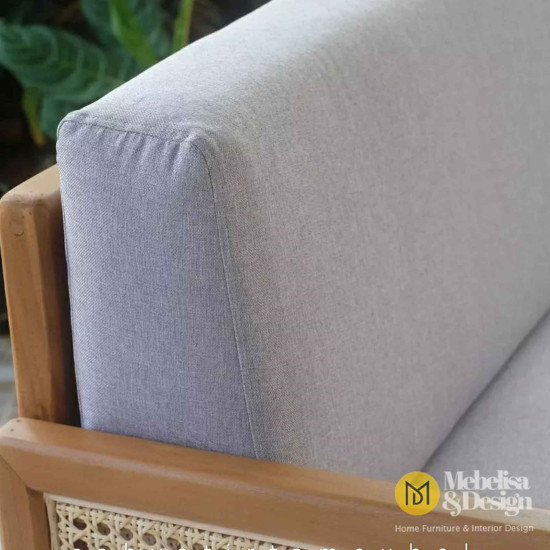 Sofa Bench Kayu Jati Kombinasi Rotan Scandinavian