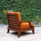 Sofa Santai Single Kayu Jati Minimalis Plus Ottoman