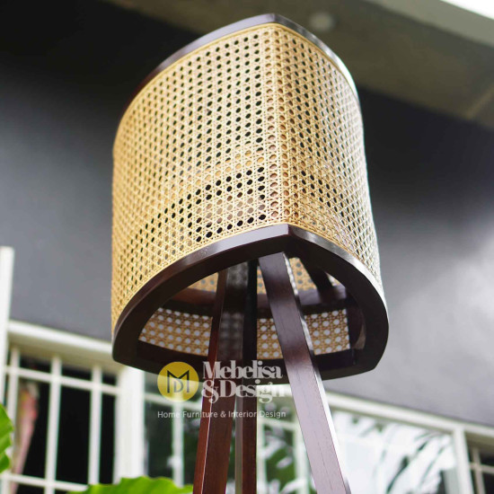 Standing Lamp Kap Lampu Minimalis Anyaman Rotan Jati